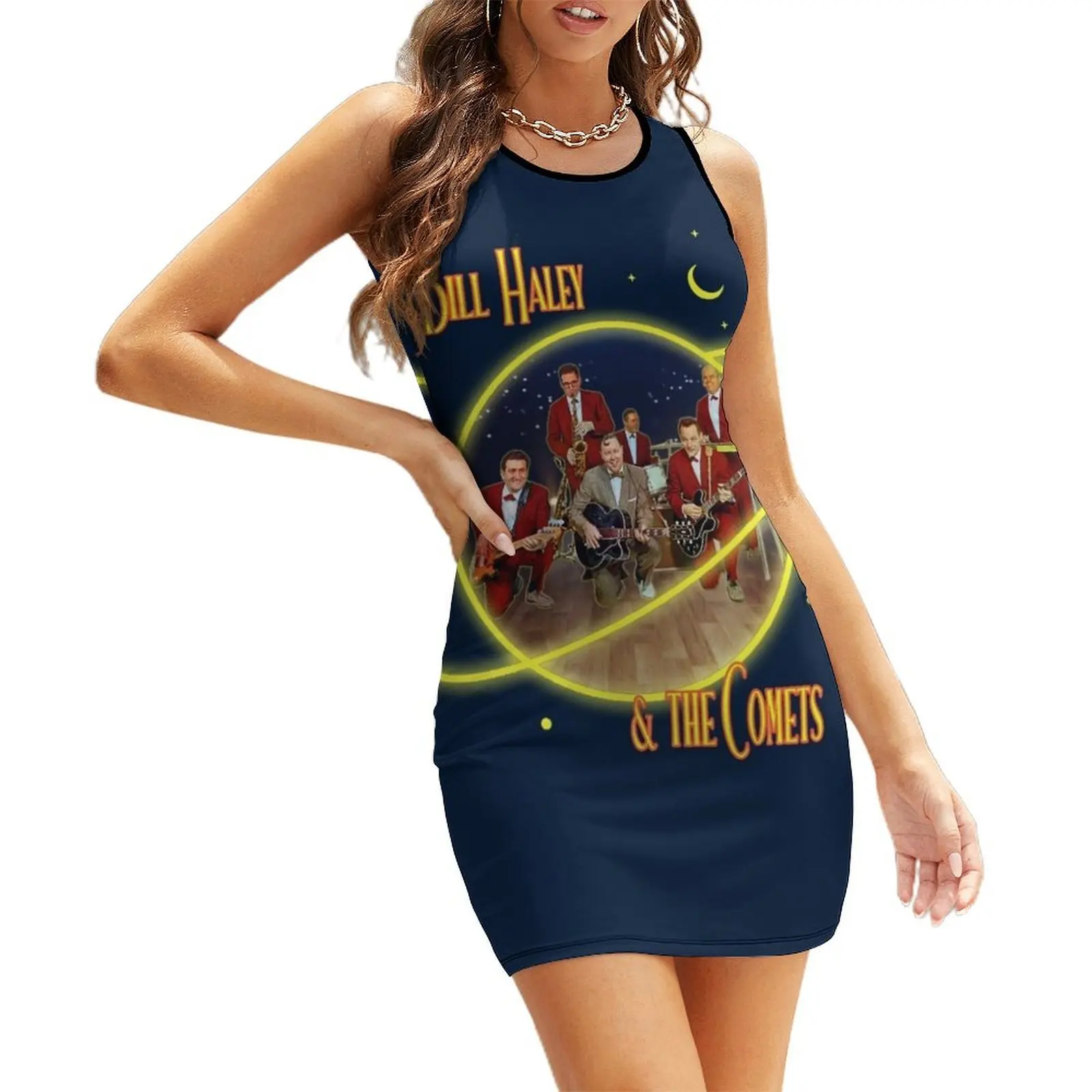 

Bill Haley and his Comets Retro Throwback Oldies Tribute Sleeveless Sundress Summer dresses for women woman dress