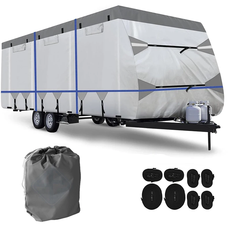 

For RV Customized logo and Size Travel Trailer Cover Dustproof and Waterproof UV Resistant Universal Rv Cover