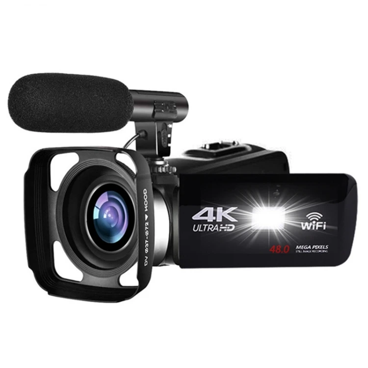 4K HD Night Vision 48MP Home WiFi Live Camcorder with Hood and Microphone DV Digital Camera