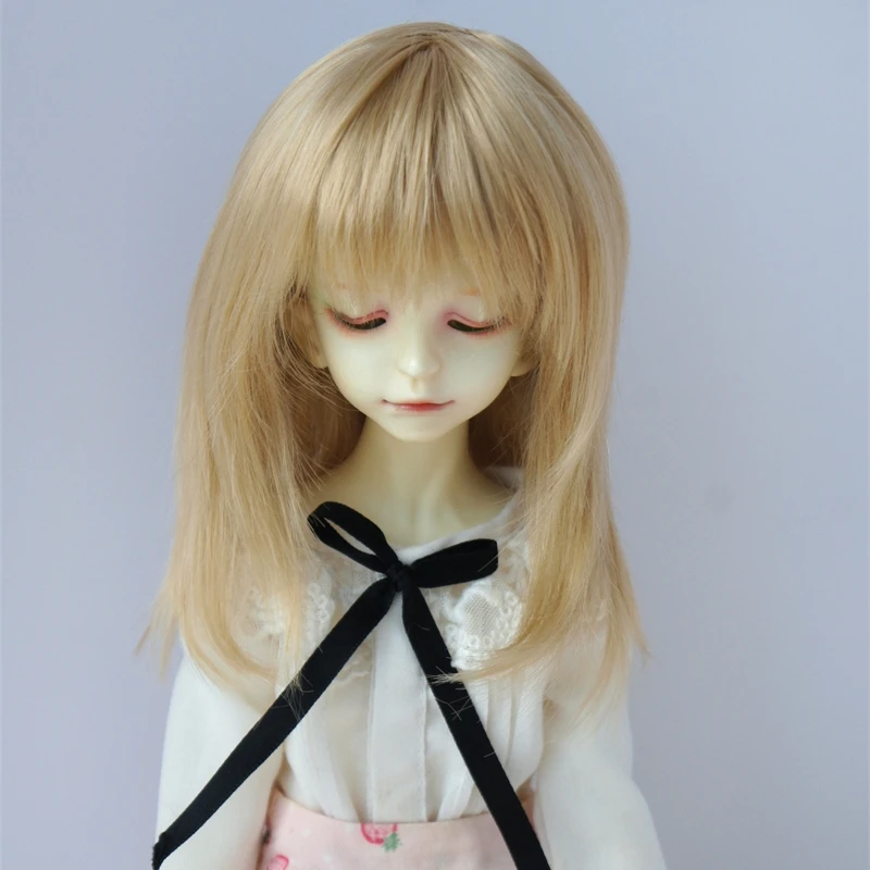 JD762 Natural curls Mid long doll wigs that can be tilted and self trimmed with bangs  Full sizes Doll Accessories