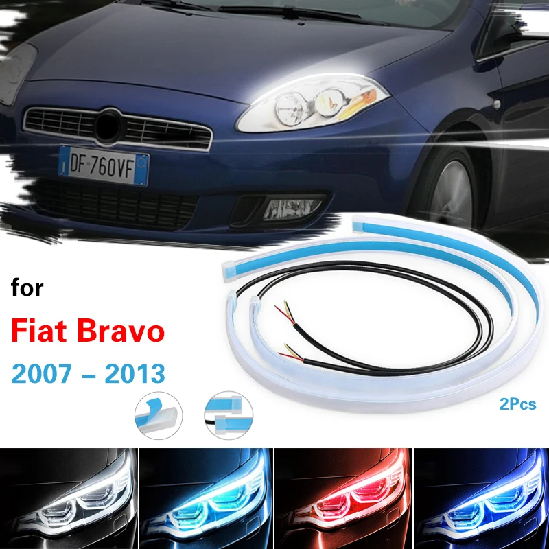 

2pcs Led DRL Daytime Running Lights Flexible Car Light For Fiat Bravo 2007-2013 Turn Signal Yellow Lights Headlights Strip 12v