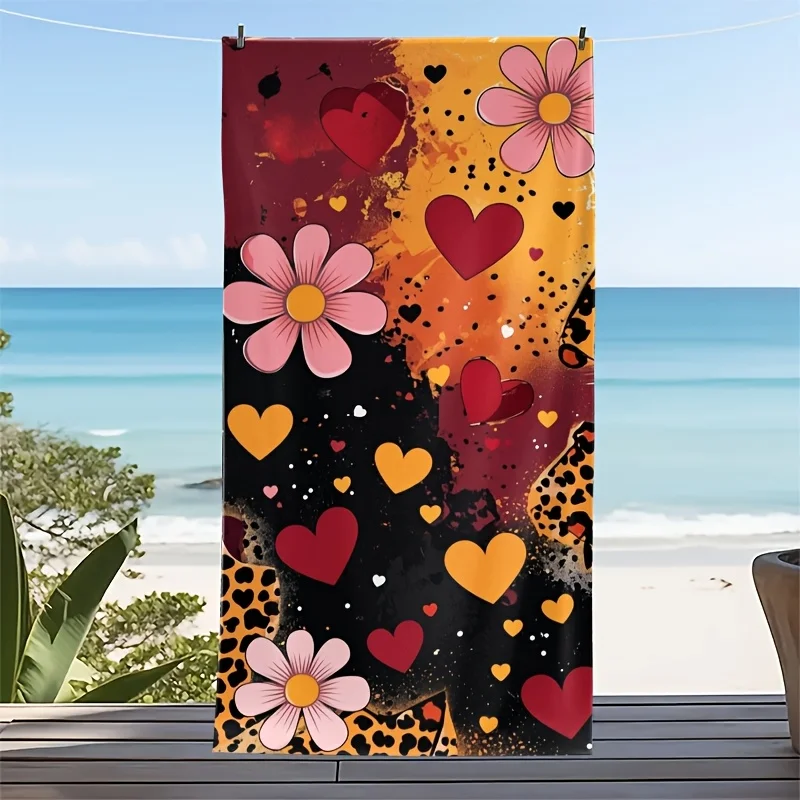 Tropical Coconut Slice Pattern Beach Towel Summer Fruit Print Microfiber Bath Towel for Hawaii Vacation Pool Party