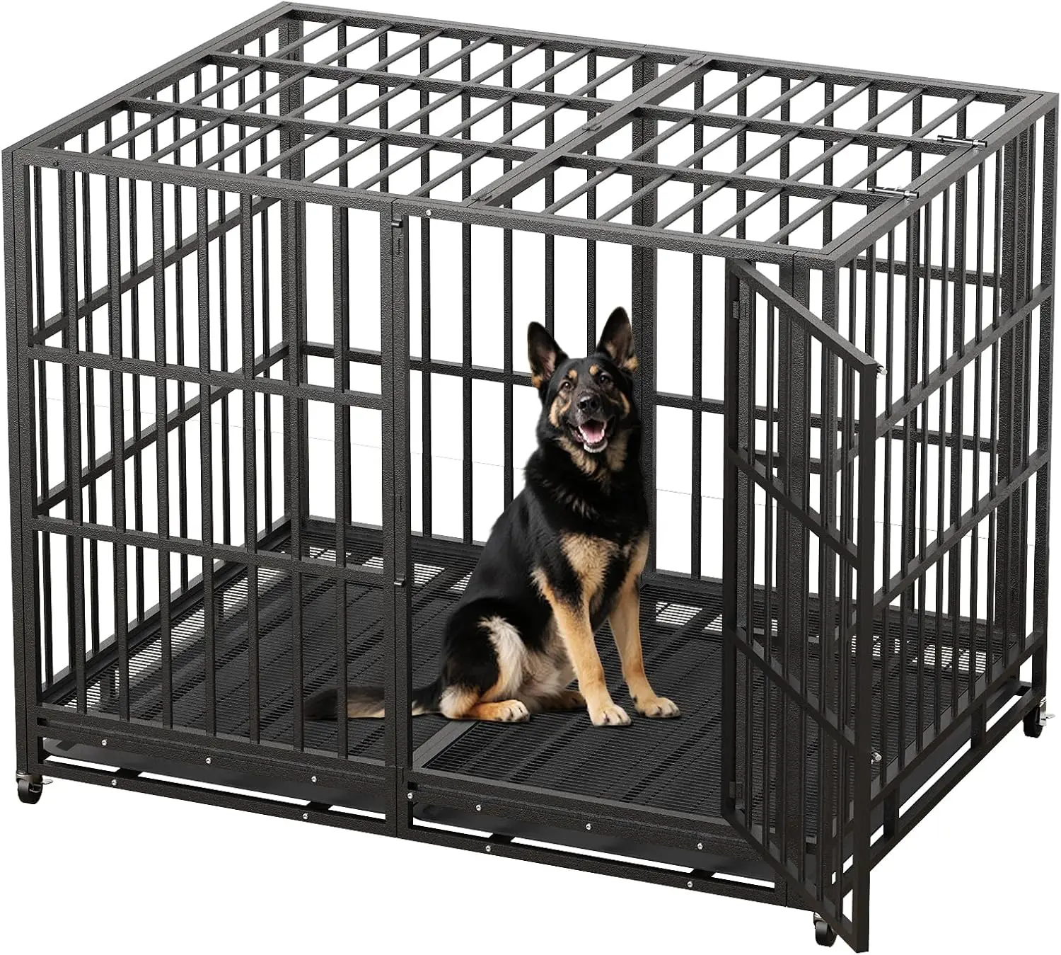 

60 Inch Heavy Duty Dog Crate Indestructible XL Steel Escape Proof, Indoor High Anxiety Cage Kennel