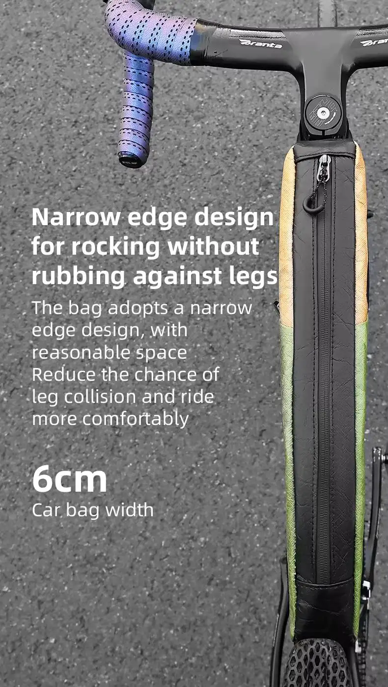 ESLNF Wasserdichte Fahrradtasche für Oberrohr, Beinfreundlich, Schlanker Stabiler Riemen, Passend für Mountainbikes und Rennräder, Leichtgewichtig, Langlebig – Detail 7