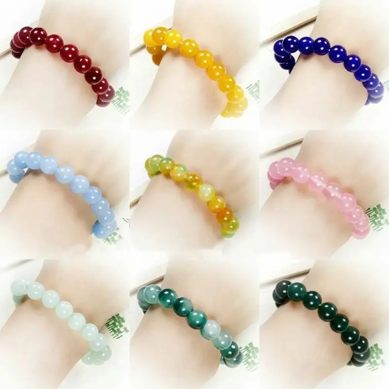 High Quality Natural Stone Yellow Jade Round Beaded Bracelet Women Men Fashion Reiki Healing Stretch Jewelry