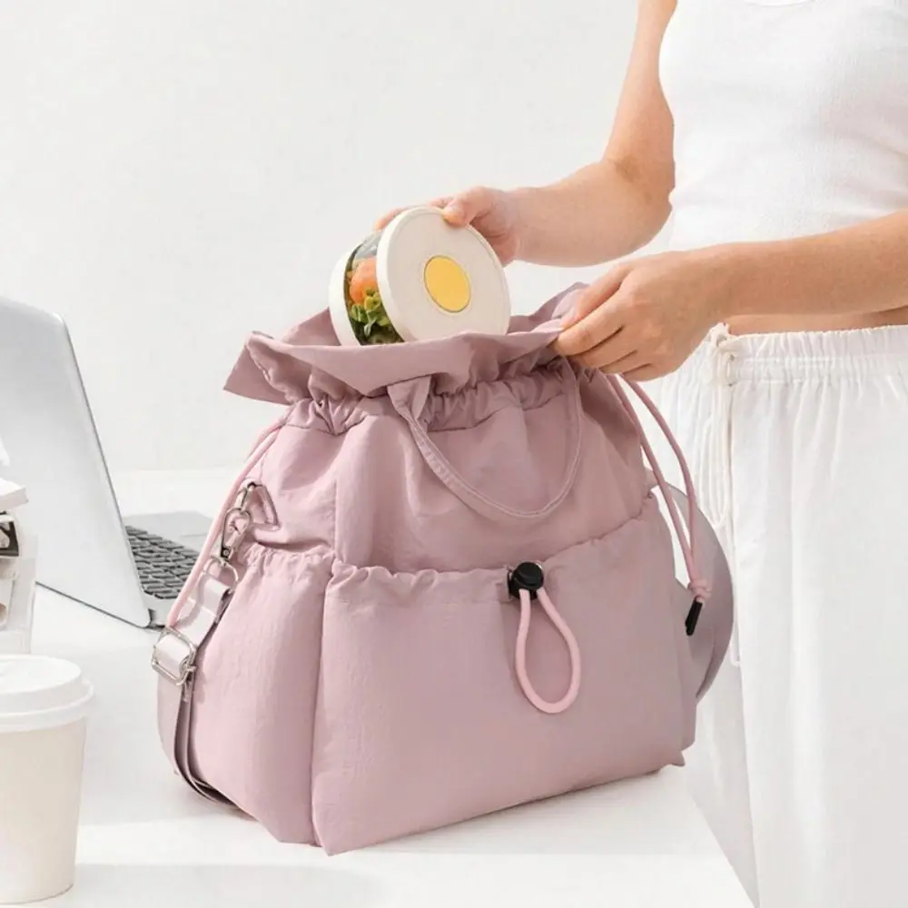Wasserdichte Isolierte Lunch-Tasche mit Kordelzugverschluss Mehrere Taschen Tragbare Lunch-Tasche mit Griff Große Kapazität – Detail 4