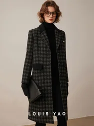 LOUIS YAO 2024 Winter Thick Warm Long Cotton Coat Fashion Collar Full Body Quilted Cotton Coat Women's Cotton Coat