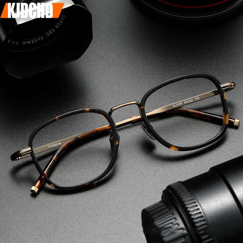 

KJDCHD New Retro Square Acetate Titanium Upscale Men Optical Glasses Frames Men Women Fashion Optical PrescriptionEyeglasses