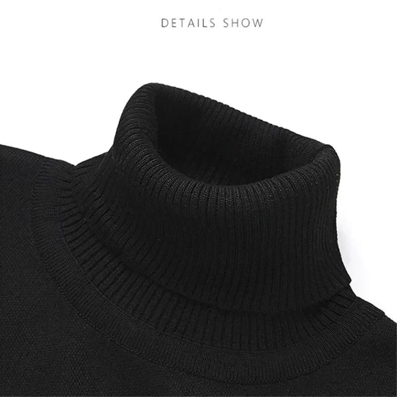 New 2024 Basic Warm Sweater for Men Winter Casual Pullover Warm Turtleneck Sweater Velvet Thick Solid Slim Bottoming Shirt Homme