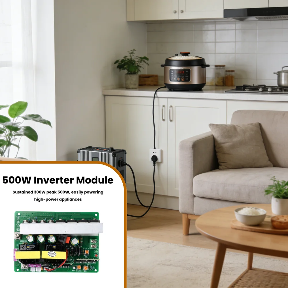 0-50W/200W/500W Inverter Module DC 12V to AC 220V Step-Up Transformer Board with Safety Protection and Fan Cooling