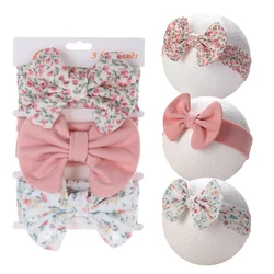 3Pcs/Set Cotton Bows Headbands for Baby Girls Newborn Infant Ealstic Hairbands Dot Striped Flower Print Kids Headwraps