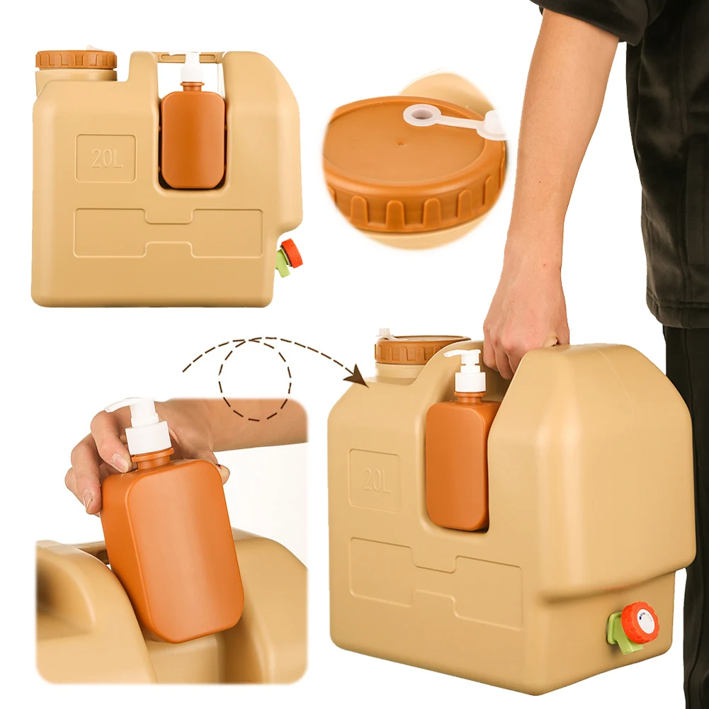 

20L Portable Camping Water Jug with Spigot and Soap Dispenser Water Tank Water Storage Tank for Camping Fishing Picnic Hiking