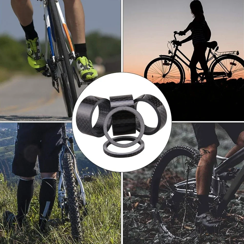 5PCS Bicycle Carbon Fiber Spacer 3/5/10/15/20mm MTB Headset Washer 28.6mm Fork Tube Spacer Mountain Bike Accessories