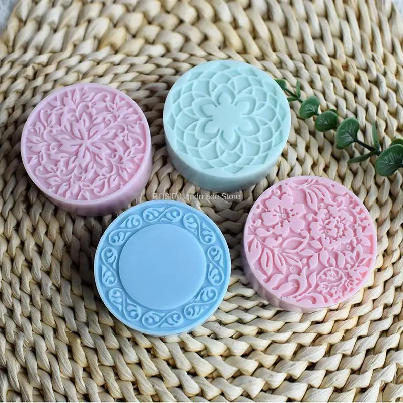 3D Handmade Silicone Soap Molds 4 Flower Types Bar Making Mould Tools Handmade DIY Circular Shape Soaps Resin Craft