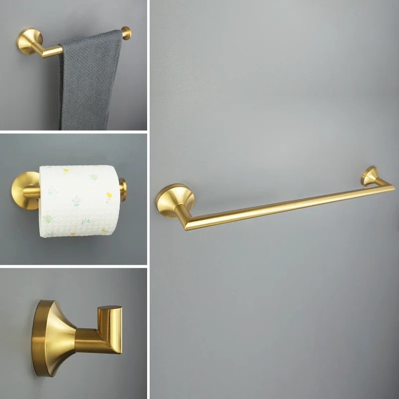 

Brushed Gold Bathroom Accessories Wall Mount Shelf Toilet Bath Hardware Paper Holder Towel Bar Rack Rail Rod Robe Hook Hanger