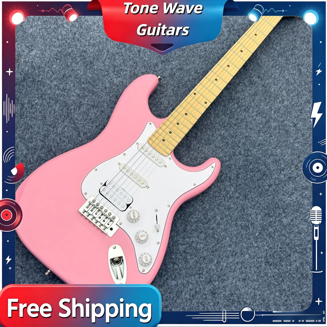 New Factory Direct Pink SSH Pickup Electric Guitar ST001 Maple Thin C Neck Pop Blues Punk Rock  Delivery Included Unisex