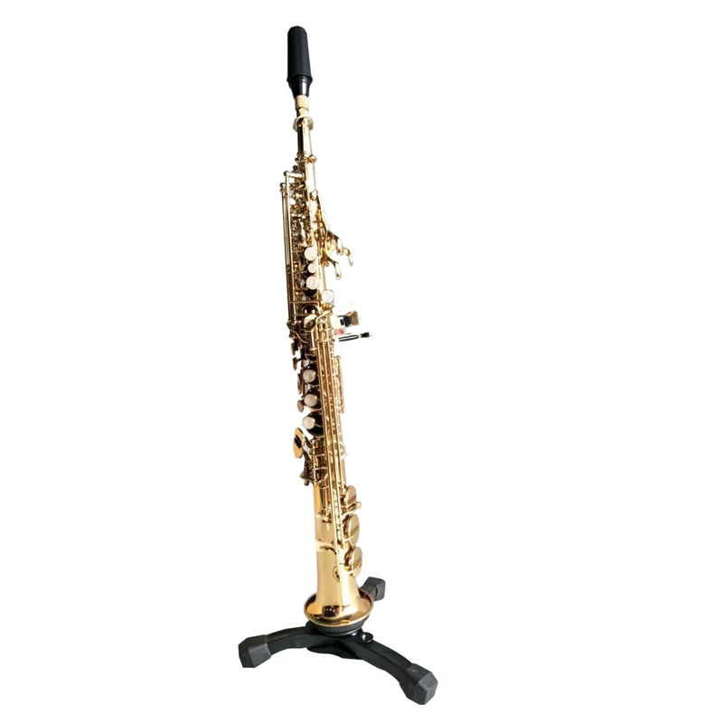 Suporte de saxofone soprano reto dobrável, base triangular portátil, sax display, acessórios de saxofone