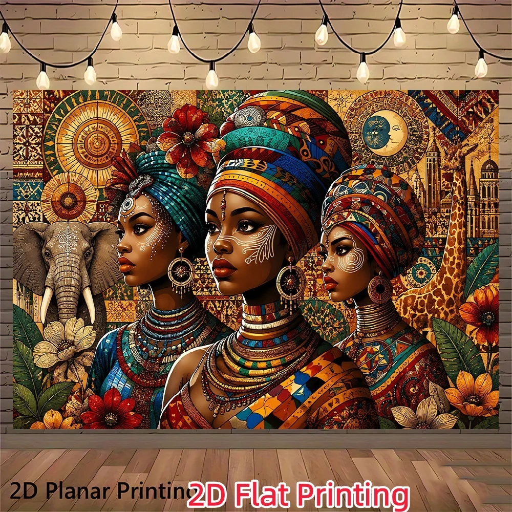 Large Boho Safari African Art Wall Tapestry Hanging Ethnic Tropical Jungle Decor Poster for Living Room Home Accent Decoration