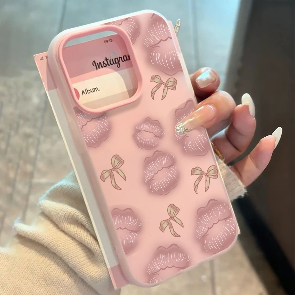 Für iPhone 17 15 16 14 Pro Max Hülle Plus Koreanischer Lippen-Print INS Cover Für iPhone 13 11 12 ProMax XS XR 8 Plus Bonbonfarbene Hüllen – Detail 1