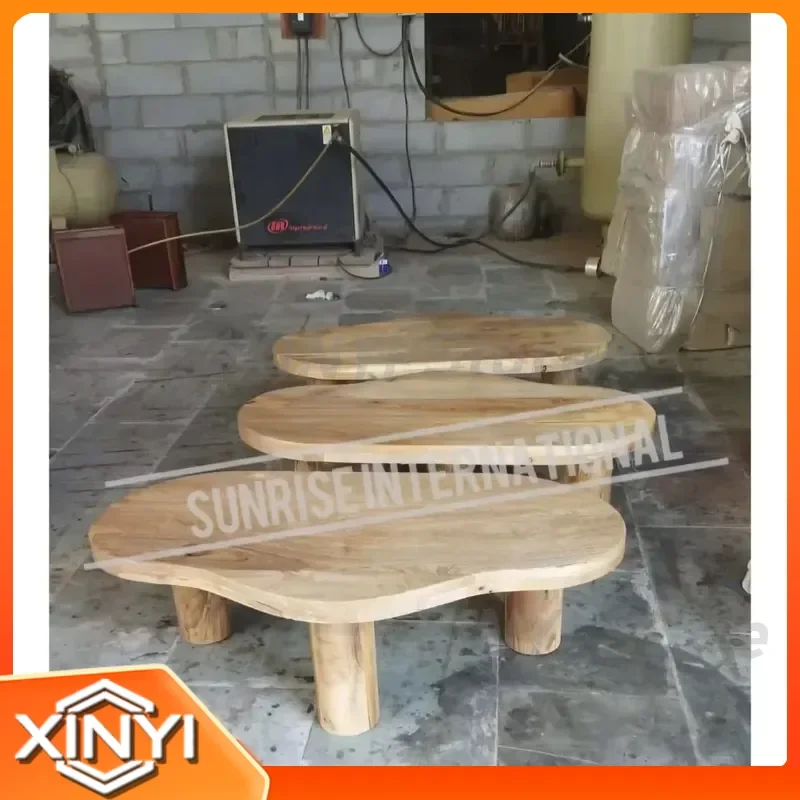 Modern Style Mango Wood Coffee Center Table with Curved Pattern for Living Room Furniture Use At Home
