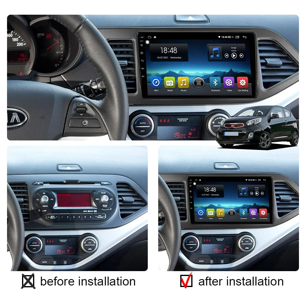 Car Radio Android 12 Auto All in One For KIA PICANTO Morning 2011-2016 Multimedia Player Carplay Stereo 2Din GPS Navigation Wifi