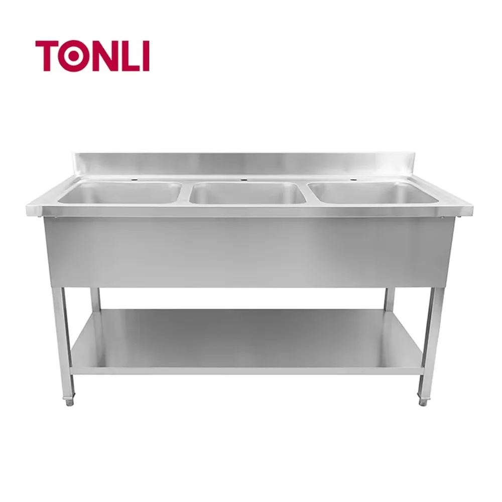 Factory Custom 304 Stainless Steel Commercial Kitchen Sink Single Bowl Anti-Graffiti Wall-Mounted Corrosion Resistant