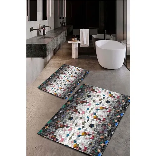 Drop Bath Mat Rug Toilet Seat Pad Washable Anti-Slip Soles 2li