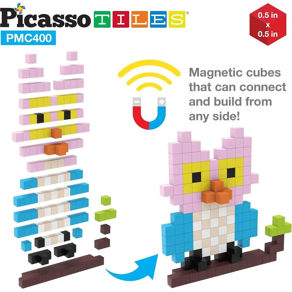 Magnetic 400-Piece Cube Puzzle - Picasso-Inspired Sensory Blocks for STEAM Learning and Creative Play