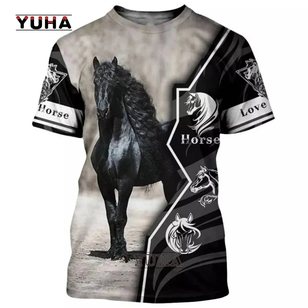 Summer 3D Printing Love Horse Shirt  Fashion Men\'s Tee Shirt Large Loose O-Neck T-Shirt Casual Short Sleeve T shirt  Clothes