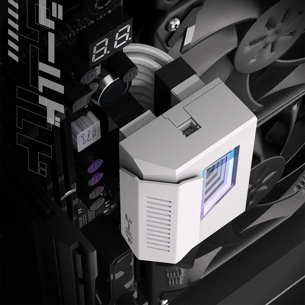

Female To Male Power Adapter with Infinity Mirror ARGB Light 24-Pin Angle Adapter for Computer Motherboard ATX Power Supply