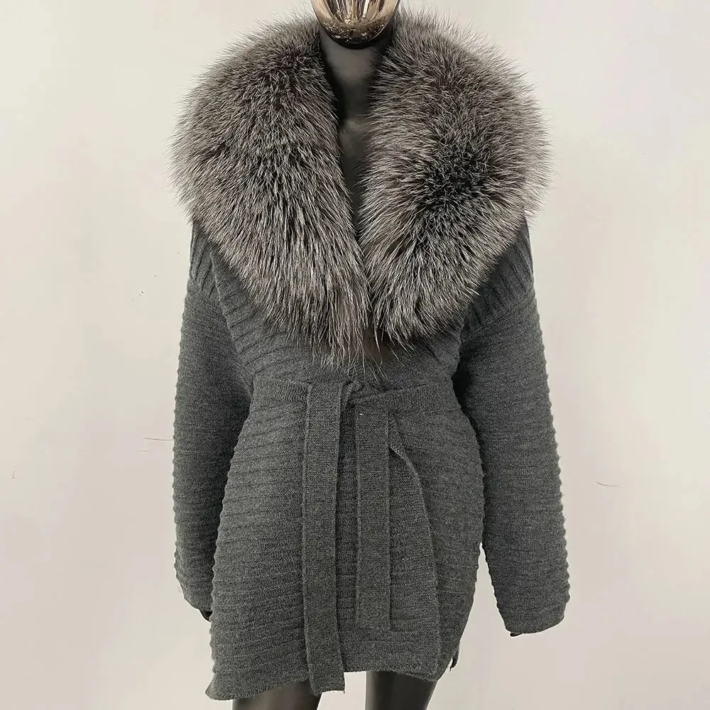 

Natural Raccoon Fur Coat 2025 Real Fur Knit Coat Cardigan Women Winter Real Fox Fur Knitted Oversize Decoration Sweater Lady