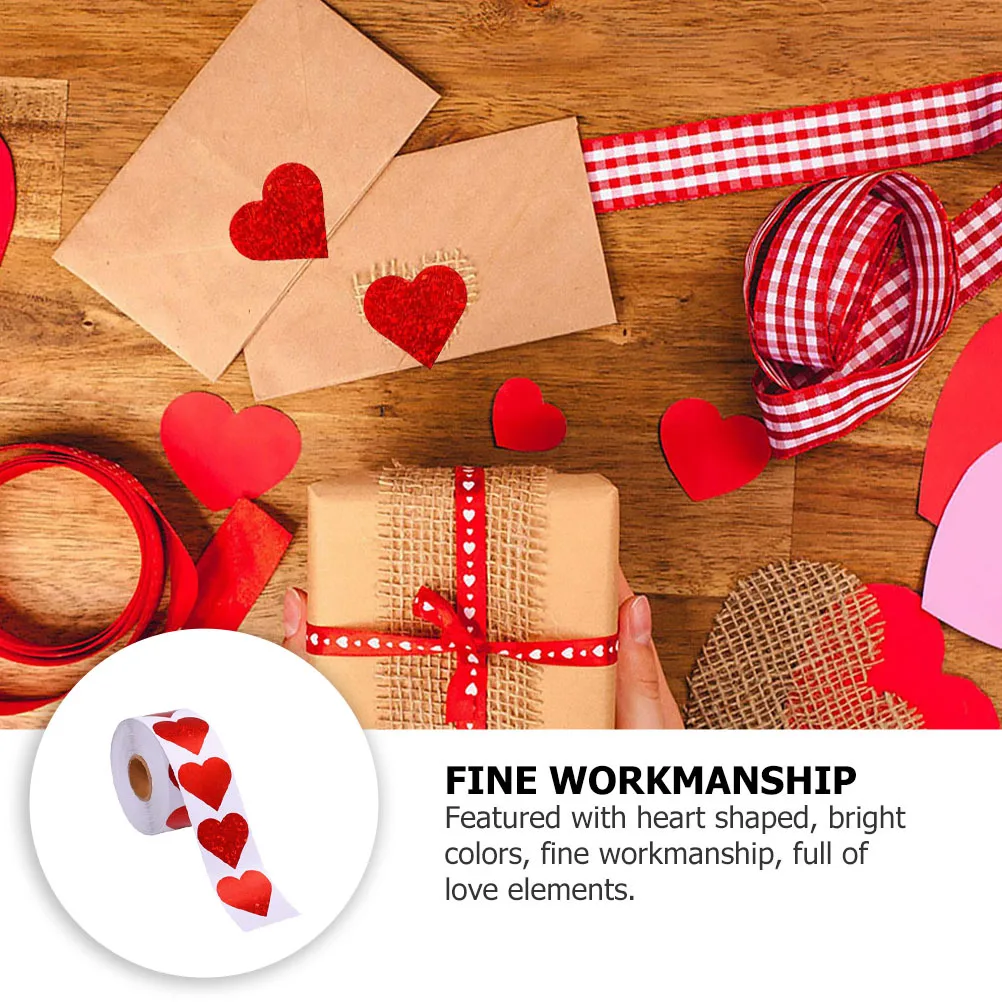 

500Pcs Valentine's Day Heart Shaped Adhesive Labels Sealing Stickers Romantic Decoration for Scrapbooks Gift Tags