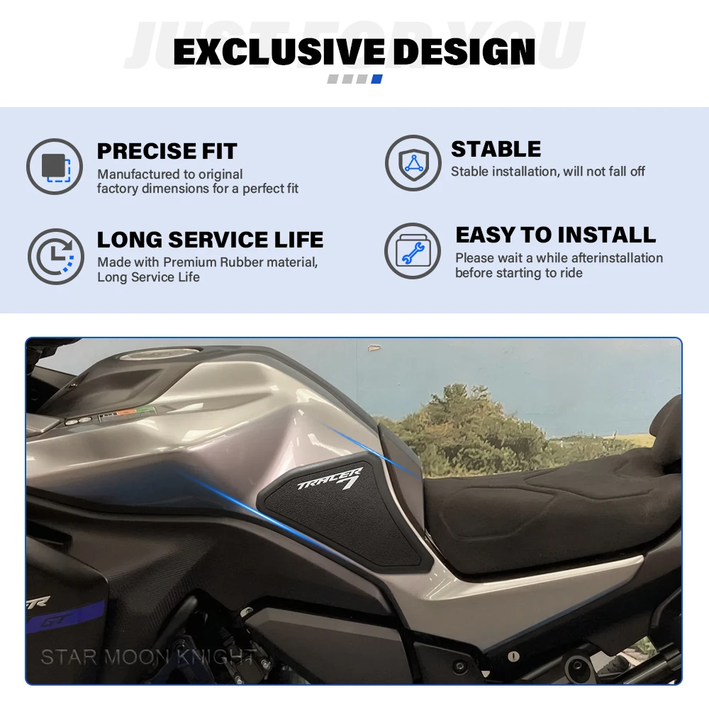 For Yamaha Tracer7 TRACER 7 GT 2025 2026 Motorcycle Rubber Tank Pad Sticker Side Tank Pad Anti Scratch Decal Non-slip Sticker view 4
