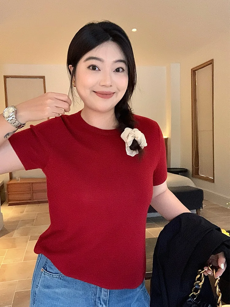 

Вязаный свитер Lin Da Hui для женщин: весенне-осенний, больших размеров, с эффектом стройности и скрытия недостатков, комфортный крой, топ