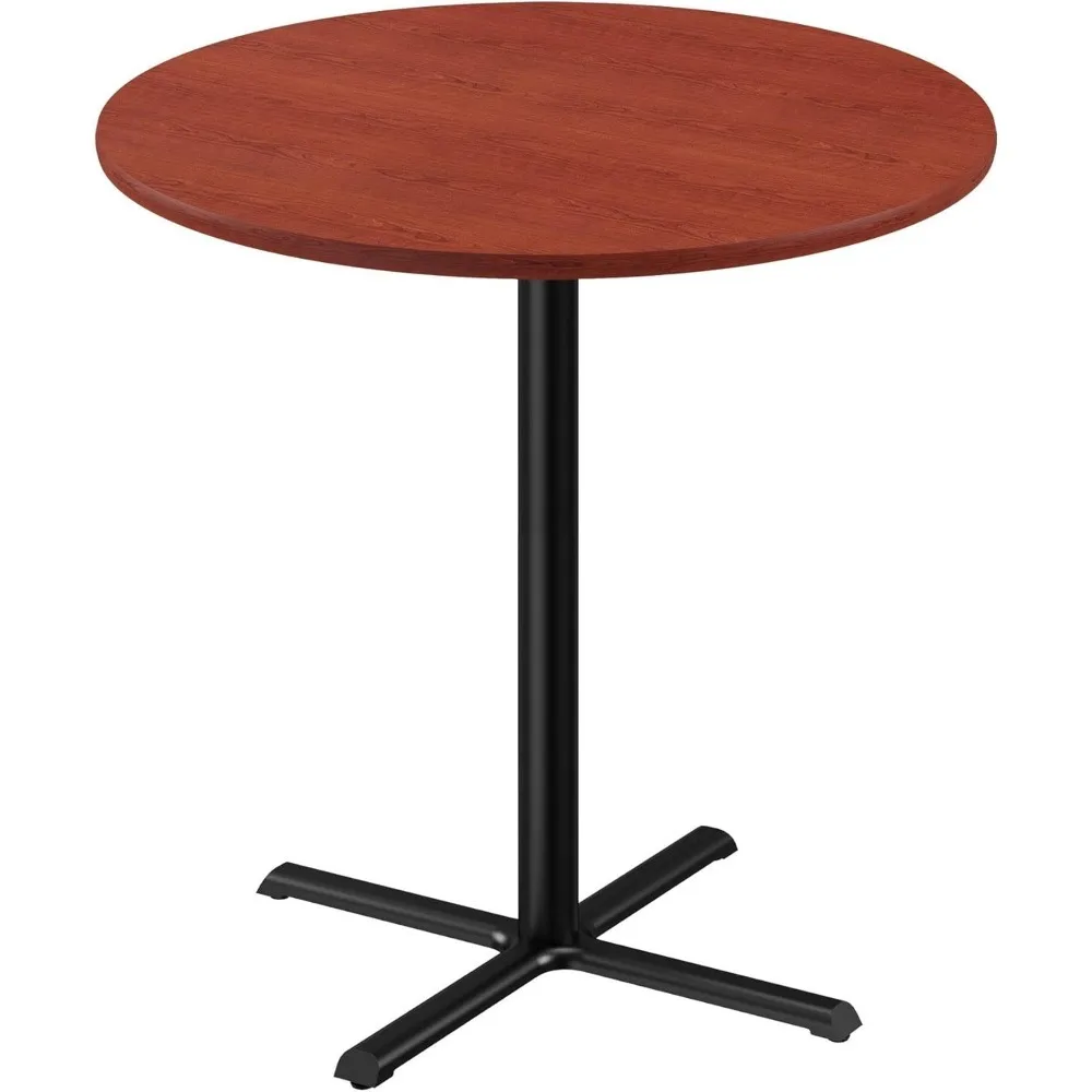 Café Bistro Table, Pub Bar Table with Matching Edge Band, Metal X-Base, 24