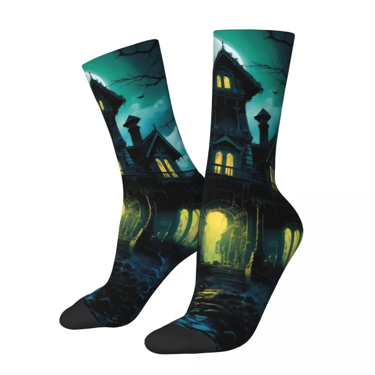 

Haunted Mansion Socks Halloween Print Gothic Stockings Spring Non Skid Unisex Socks Warm Soft Printed Running Sports Socks