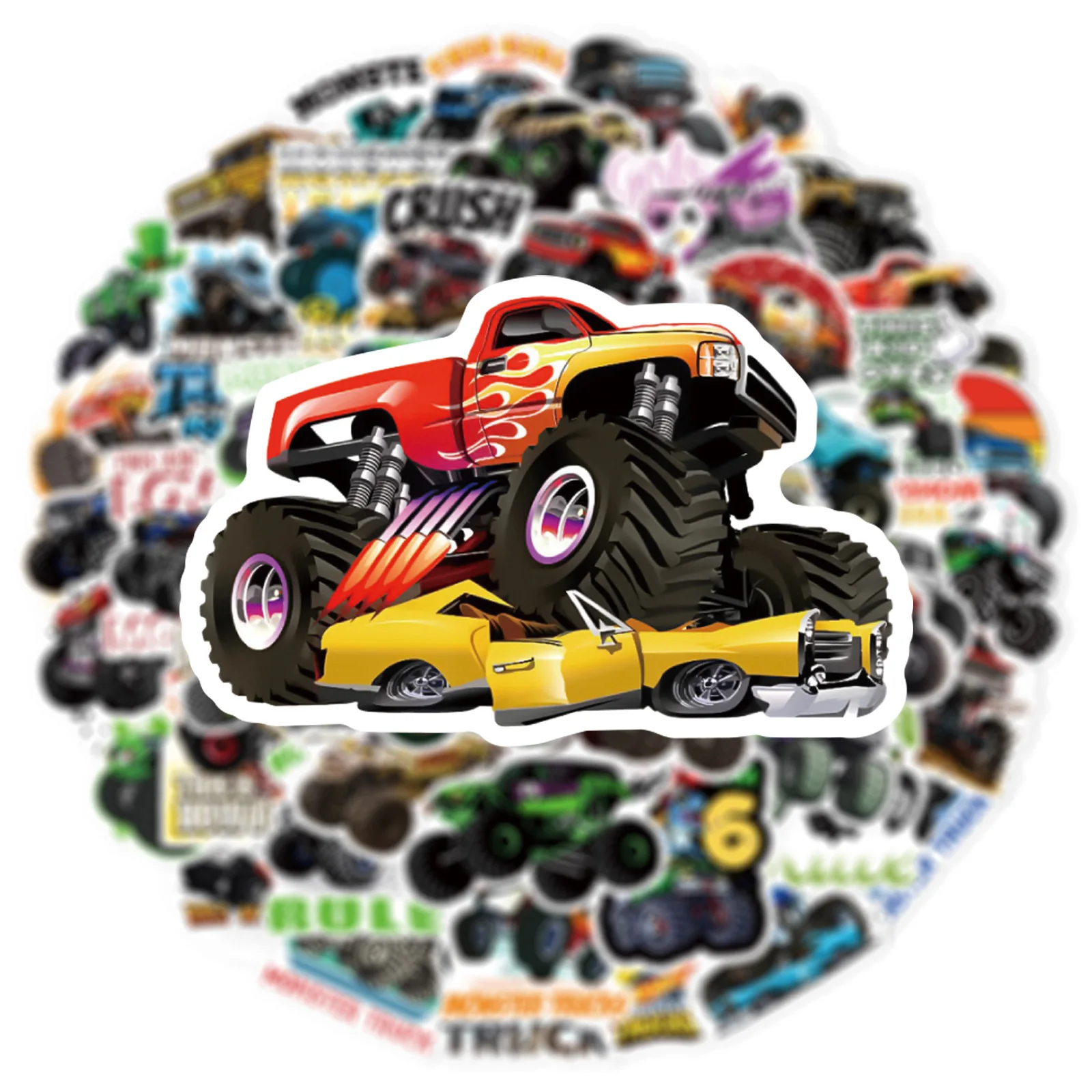 10/25/50pcs Monster Trucks Graffiti Stickers for DIY Kids Stationery Water Bottle Phone Car Motorcycle Skateboard Helmet