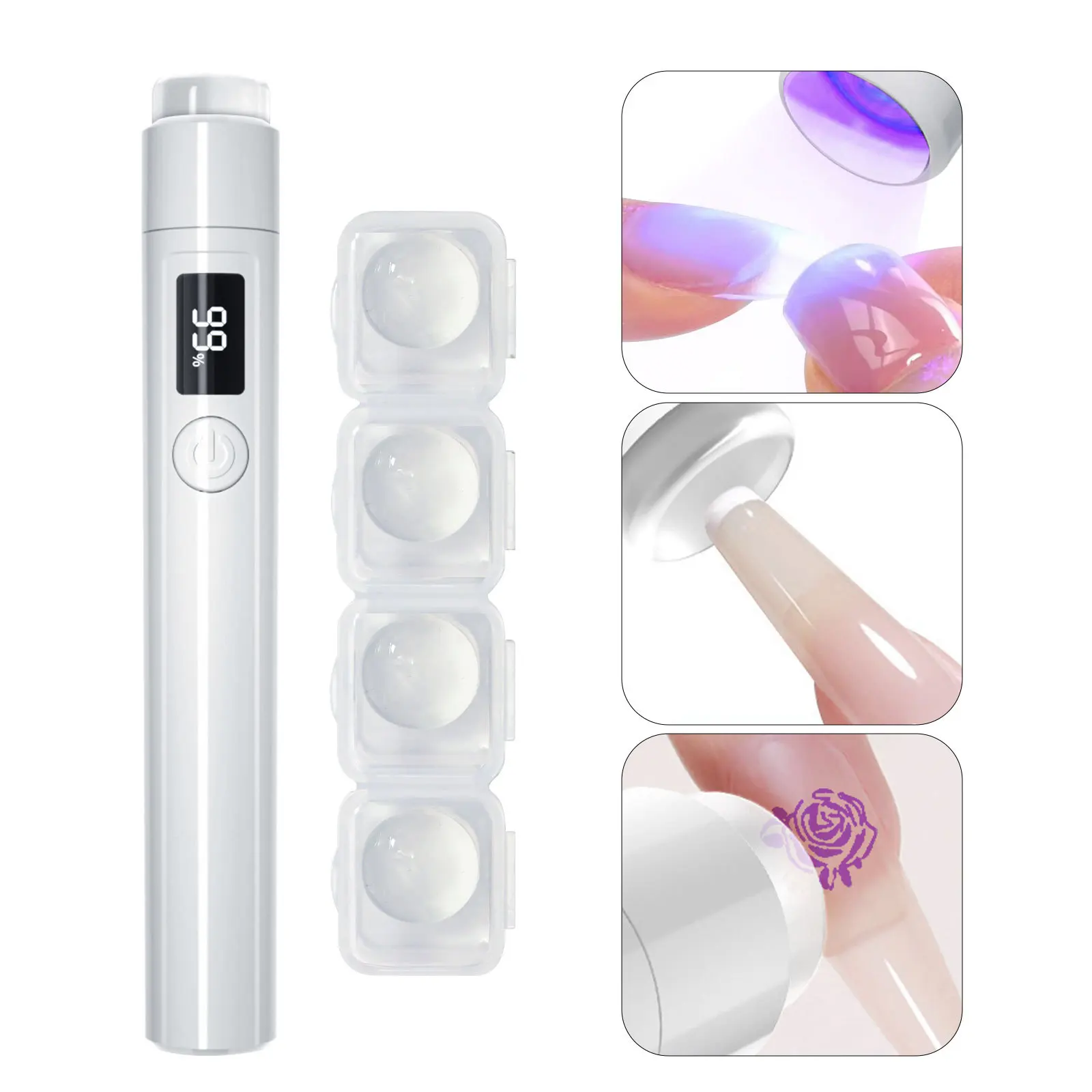 Oplaadbare Mini Uv Led Nagellamp Met Siliconen Nagel Stamper Draagbare Stands Nagel Droger Machine Voor Gels Droog Uithardende Valse Nagels