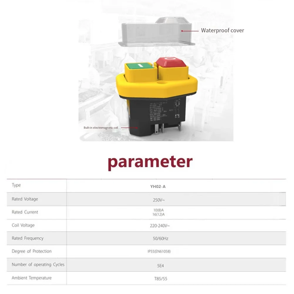 18A Pushbutton Switch Gardening Tool Switch Easy To Install Enhanced Safety Plastic And Metal Protective Cover Industrial Use