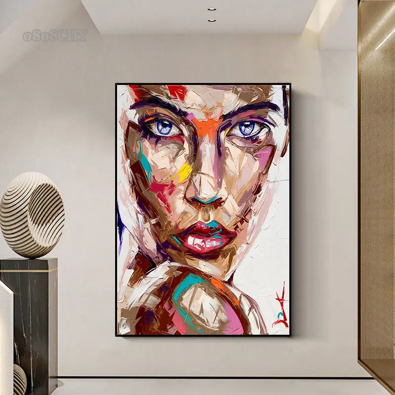 Abstract Woman Face Art Canvas Painting Potrait Graffiti Art Posters and Prints Minimalism Wall Art Pictures Living Room Decor