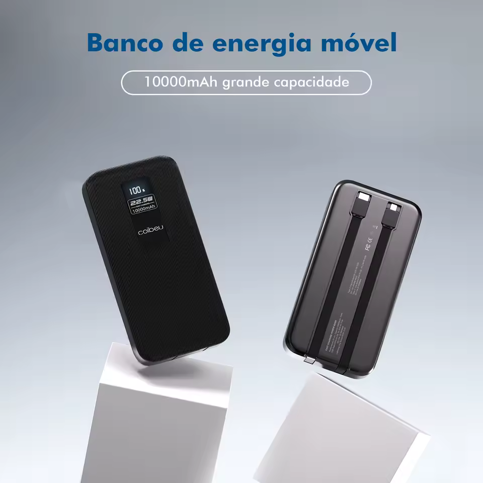 Power Bank Portatil 10000mAh 23W Carregamento Rapido