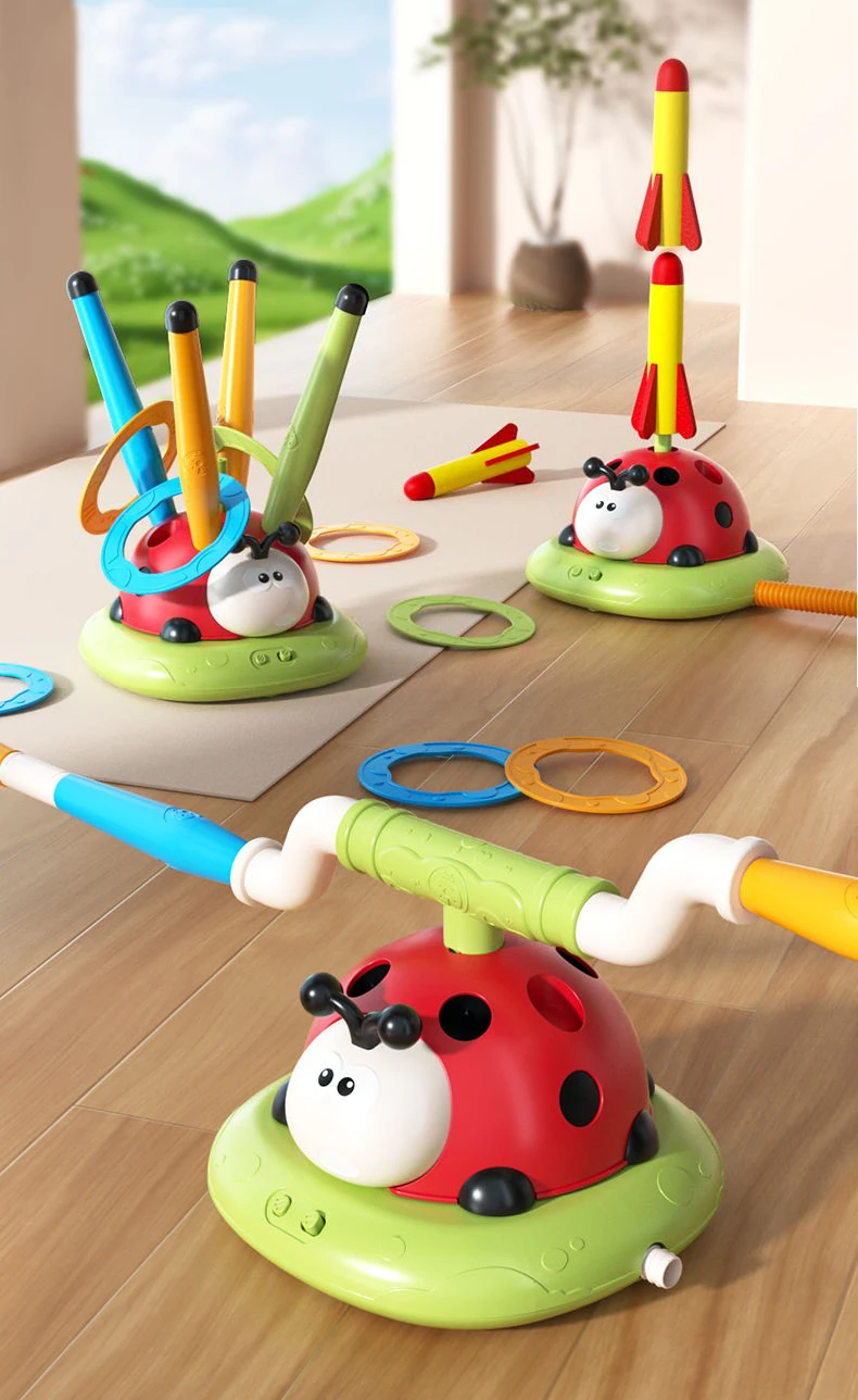 Ladybug Sport Entertainment Game Toy Multifunction Rope Skipping Machine Ferrule Jump Rocket Launcher Outdoor Educational
