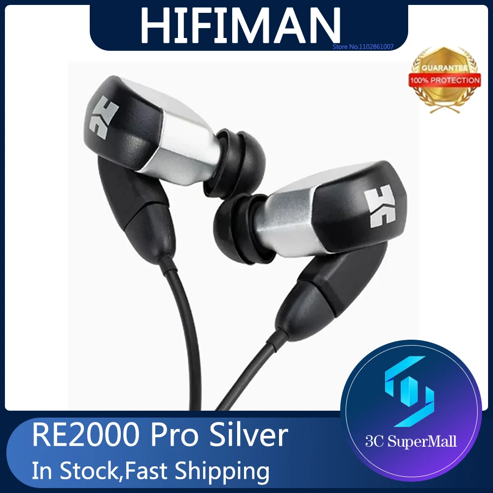 Original HIFIMAN RE2000 Pro Silver Wired Earphones Topology Diaphragm Hi-Fi Music High Fidelity Impedance 60ohm/103dB Audiophile