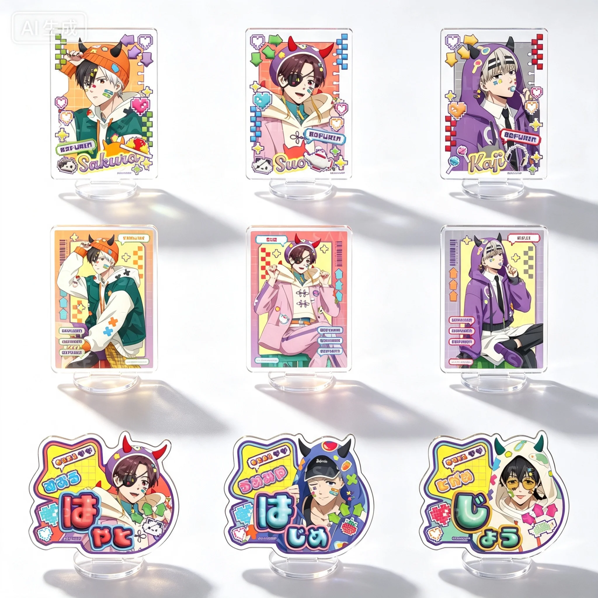 Anime WIND BREAKER Haruka Sakura Demon Decorated Hoodie Collection Rectangle Acrylic Stand Model Plate Keychains Desk Decor