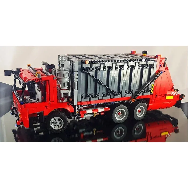 MOC-38031 Modello di blocco di costruzione di camion della spazzatura per servizi igienico-sanitari urbani, 1692 pezzi, regalo giocattolo per ragazzi e bambini