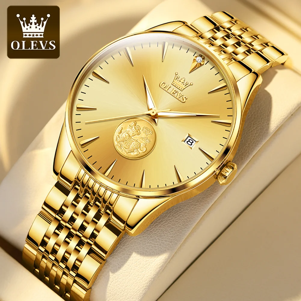 

OLEVS Mens Watches Top Brand Luxury Gold Mechanical Watch for Men Stainless Steel Waterproof Sport Wristwatch Relogio Masculino