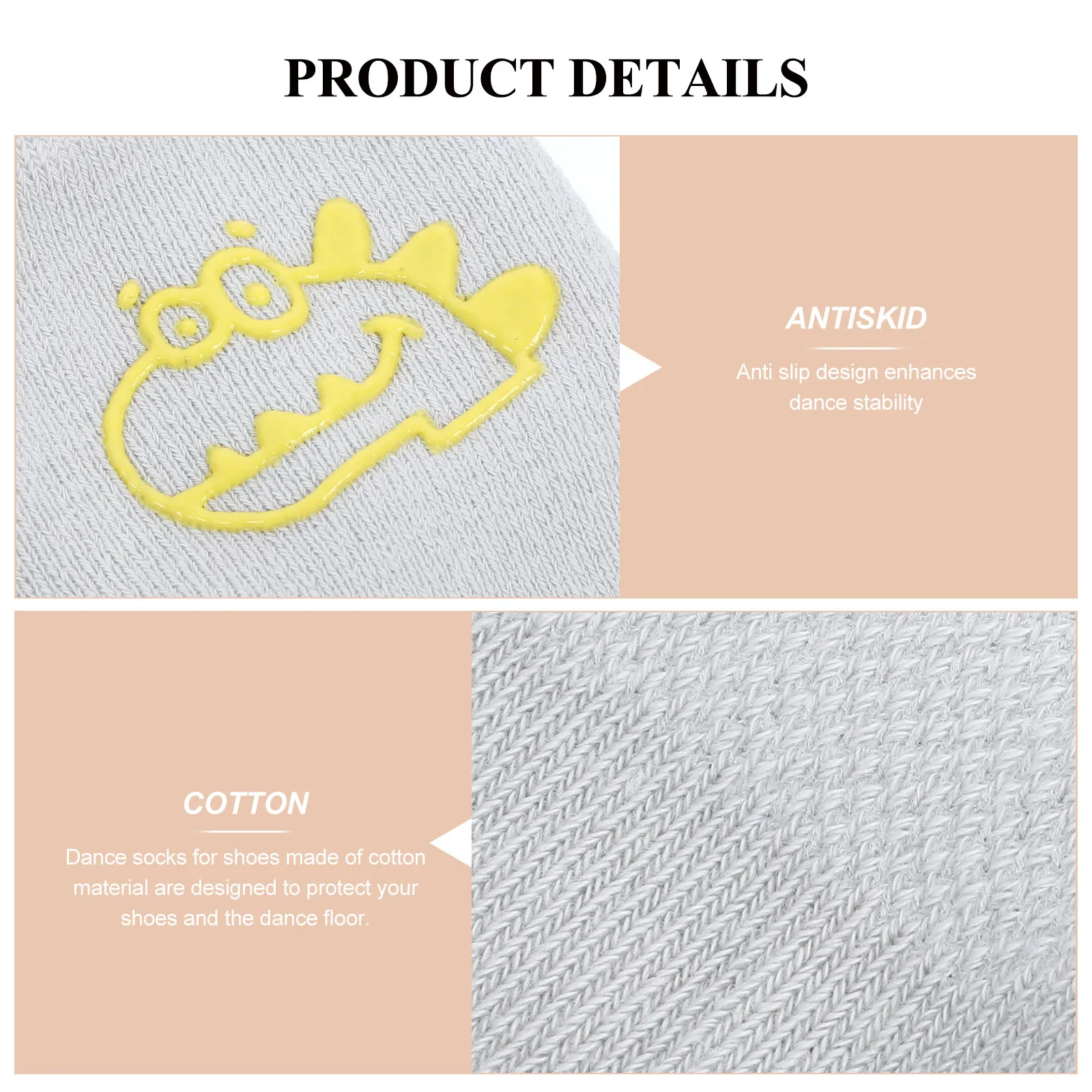 

2pcs Dance Socks Shoes Cotton Non Slip Lightweight Breathable Shoe Sock Replacement For Dance Floor Protection Dancer Accessory