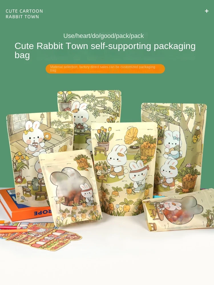 

Cute cartoon biscuit candy bag snack bag self-sealing bag baking food sub-package sealing bag