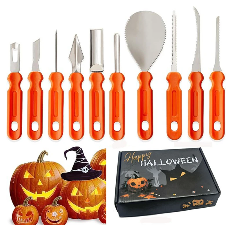 

Halloween Pumpkin Carving Kit - Professional Serrated Knives for Jack O'Lantern & Fruit Vegetable Sculpting Art
