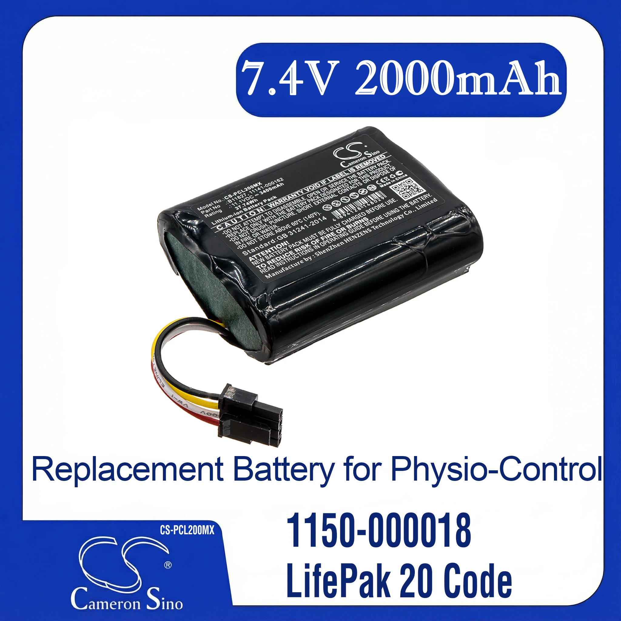 

Сменная батарея Cameron Sino для Physio-Control 1150-000018, LifePak 20 Code, совместима с P/N 11141-000162, B11827